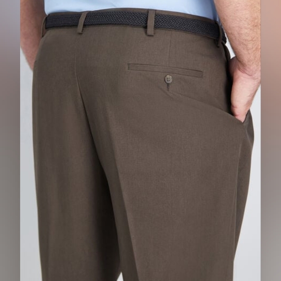 NWT Haggar Big & Tall Cool 18 Pro brown heather pleat front pants - Picture 3 of 8